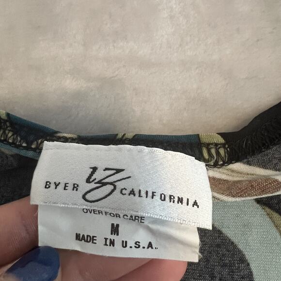 VTG Byer Top Womens Medium Black Retro Floral Wrap Stretch Y2K Boho Fairygrunge - Picture 8 of 11